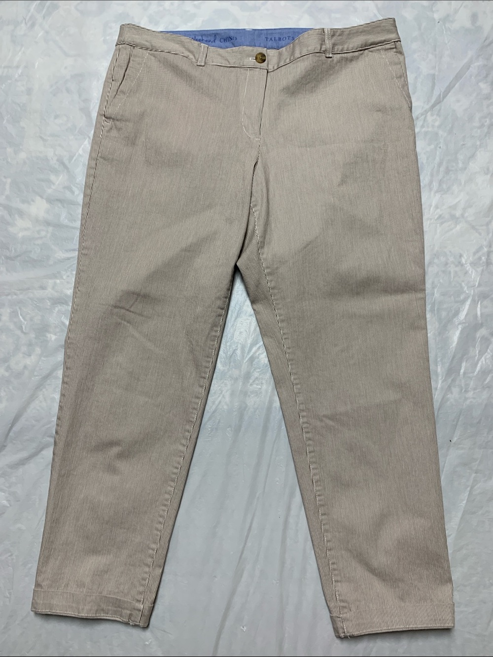 Talbots The Weekend Chino Pants Tan Stripe Preppy Classic Size 16W